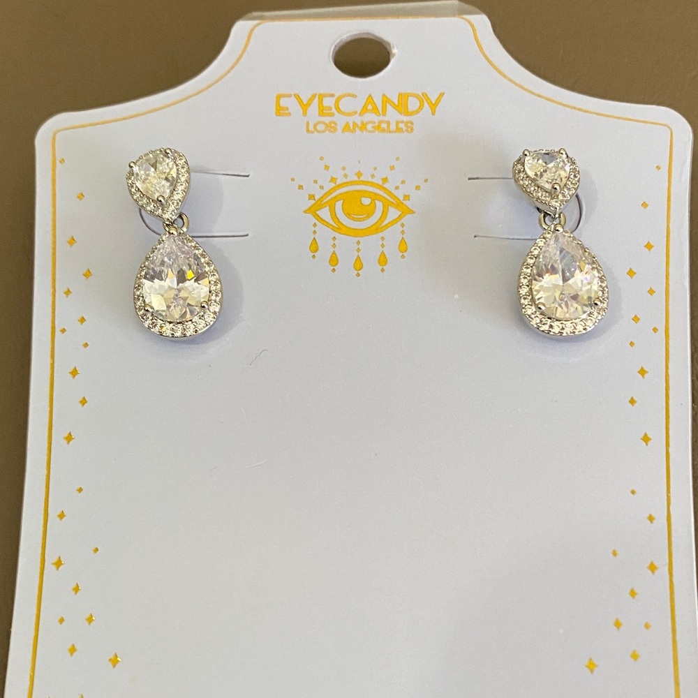Eye Candy Silver Teardrop Earrings